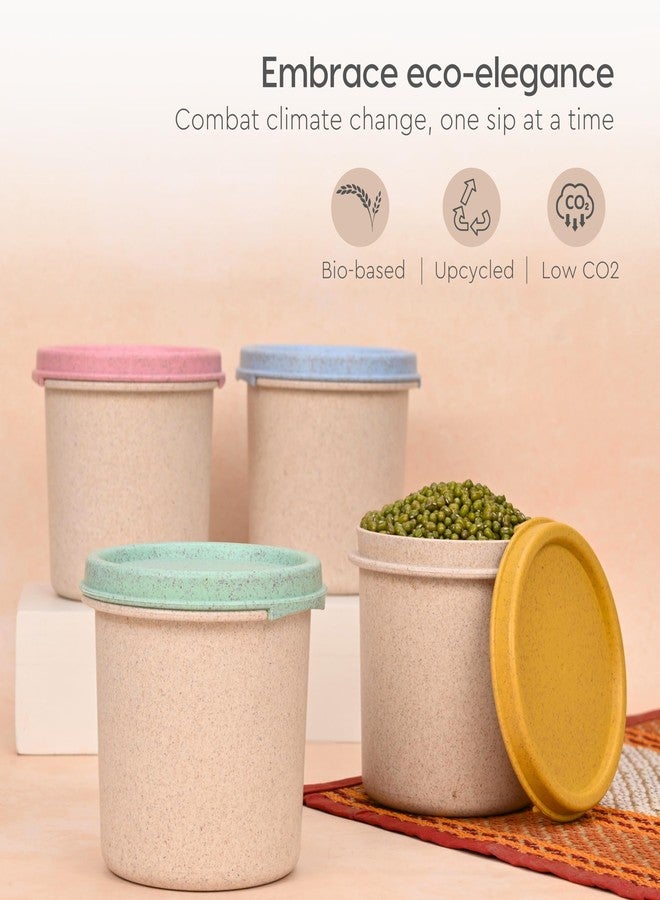 Eha Earth Friendly Storage Containers For Kitchen With Lid | Containers Set of 4 | 350 ml | Made with Rice Husk | Microwave Safe & Fridge Storage Boxes | Storage Box For Kitchen | Multi-Light - Image 3